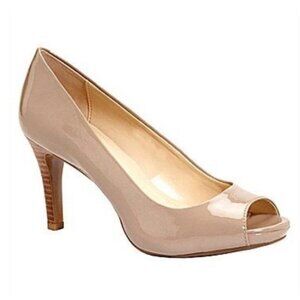 Calvin Klein Sandie Patent Leather Peep Toe Pumps